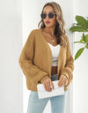 Open Front Ribbed Trim Cardigan