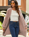 Open Front Fuzzy Cardigan with Pockets