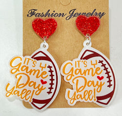 Heart Shape Sports Theme Acrylic Dangle Earrings