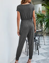 Drawstring Waist Short Sleeve Jogger Jumpsuit