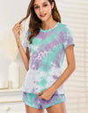 Tie-Dye Round Neck Short Sleeve Top and Shorts Lounge Set