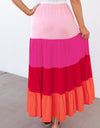 Color Block Tiered Maxi Skirt