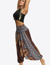 Printed Smocked Waist Harem Pants