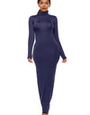 Mock Neck Long Sleeve Maxi Slim Dress