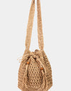 Fame Straw Braided Drawstring Tote Bag with Tassel