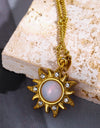 Opal Sun Pendant Stainless Steel Necklace