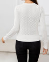 V-Neck Buttoned Long Sleeve Knit Top