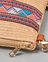 Geometric Straw Weave Crossbody Bag