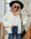 Button Up V-Neck Long Sleeve Cardigan