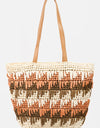 Fame Straw Braided Striped Tote Bag