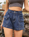 High-Waist Denim Shorts with Pockets