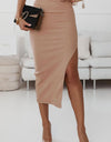 High Waist Slit Midi Skirt