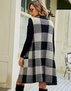 Plaid Lapel Collar Sleeveless Cardigan