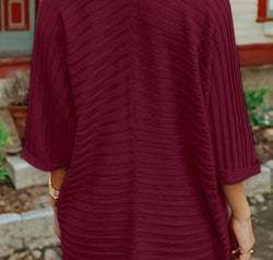 Striped Open Front Knit Cardigan