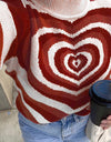 Heart Mock Neck Long Sleeve Sweater