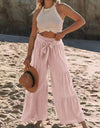 Tied Ruched Wide Leg Pants