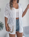 Openwork Open Front Half Sleeve Cardigan