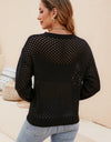 Round Neck Openwork Dropped Shoulder Knit Top