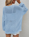 Openwork Button Front Cardigan