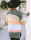 Color Block Open Front Slit Cardigan