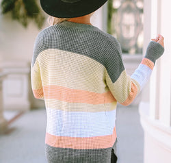 Color Block Open Front Slit Cardigan