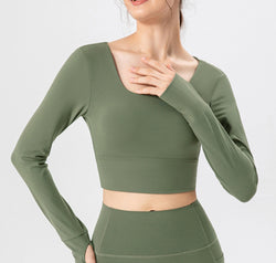 Square Neck Crisscross Active T-Shirt