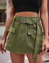 High Waist Denim Cargo Shorts