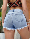 Distressed Raw Hem Denim Shorts