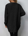 Rib-Knit Open Front Pocketed Cardigan