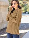 Basic Bae Full Size Ribbed Round Neck Long Sleeve Knit Top