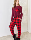 Zenana Full Size Plaid Round Neck Top and Pants Pajama Set