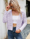 Open Front Cuffed Cropped Cardigan