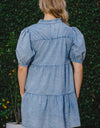 ODDI Washed Tiered Mini Denim Dress