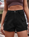 High-Waist Denim Shorts with Pockets