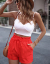 Tied High Waist Shorts with Pockets