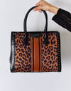 David Jones Leopard Contrast Rivet Handbag