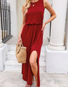 Slit Round Neck Sleeveless Dress