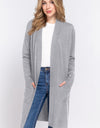 ACTIVE BASIC Open Front Rib Trim Long Sleeve Knit Cardigan