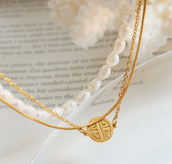 Titanium Steel Three-Layered Pearl Bracelet