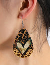 PU Leather Leopard Teardrop Earrings