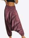 Printed Smocked Waist Harem Pants