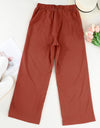 Drawstring Waist Crinkled Wide Leg Pants