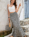 Leopard Print Frill Trim Maxi Skirt