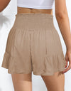 Smocked Tie-Front High-Rise Shorts