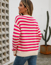 Angel Wings Striped Drop Shoulder Knit Top