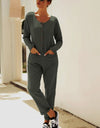 Buttoned Drop Shoulder Pocket Jumpsuit