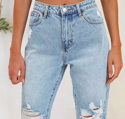 Distressed Pocketed Denim Shorts