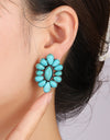 Flower Shape Artificial Turquoise Earrings