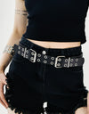 PU Leather Two Row Eyelet Belt