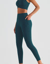 Wide Waistband Sports Leggings with Pockets